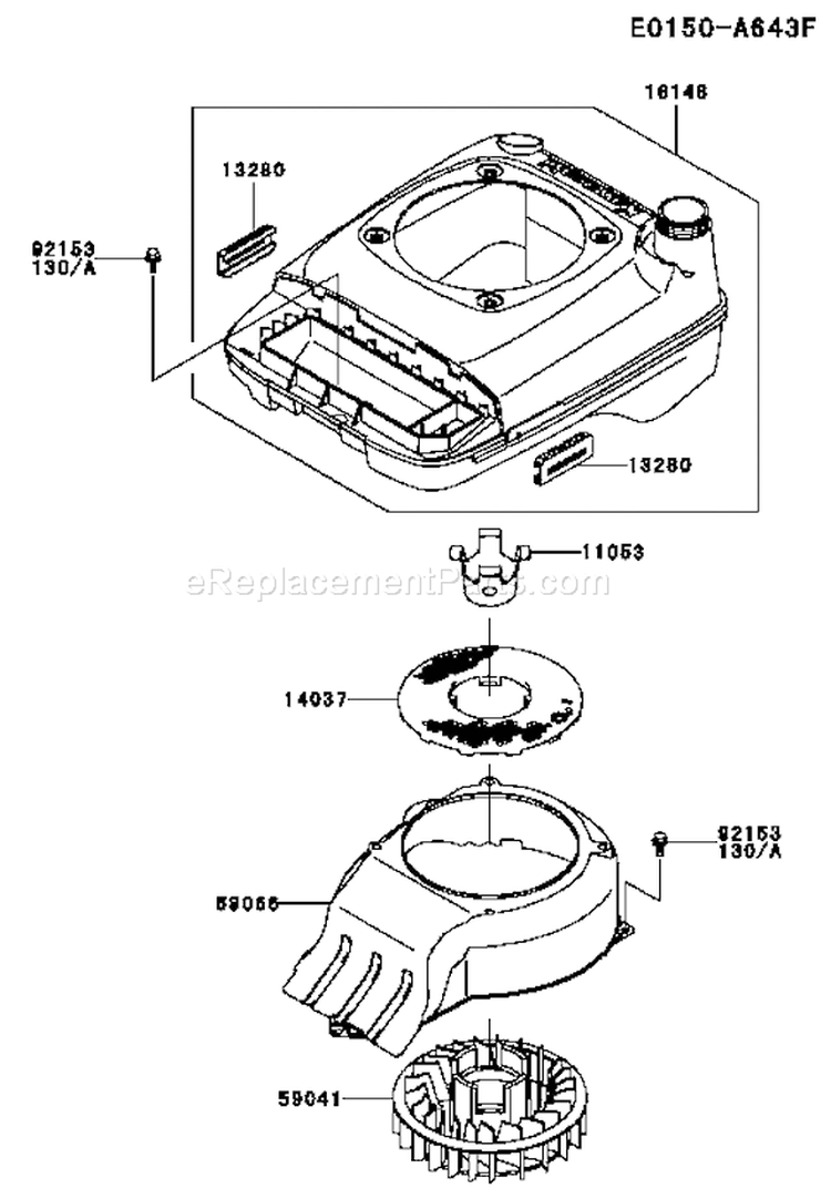 Page D Diagram and Parts List for FJ151V-AC50  Kawasaki Engine