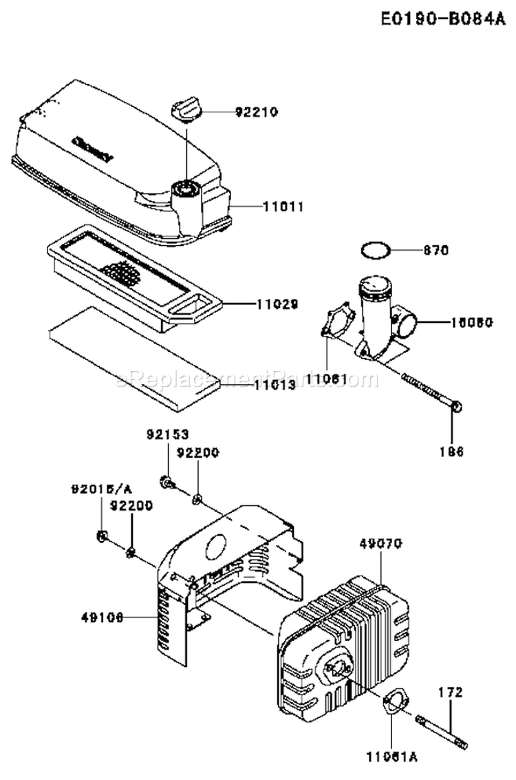 Page A Diagram and Parts List for FJ180V-AS58  Kawasaki Engine