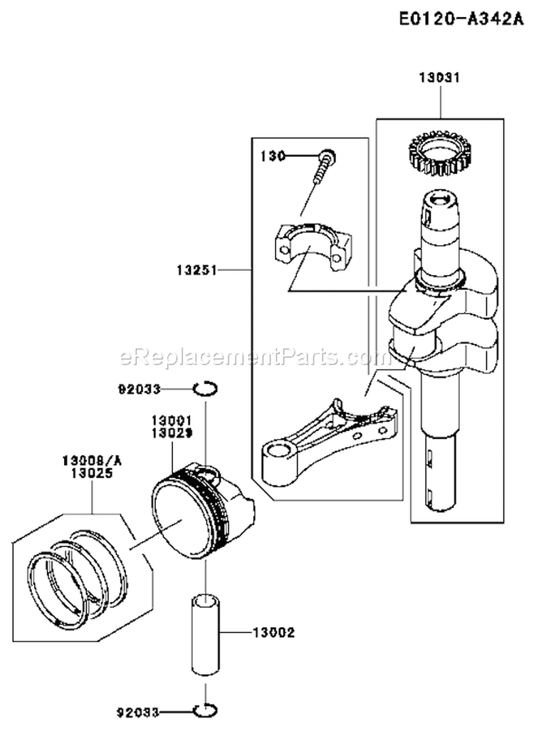 Page J Diagram and Parts List for FJ180V-AS63  Kawasaki Engine