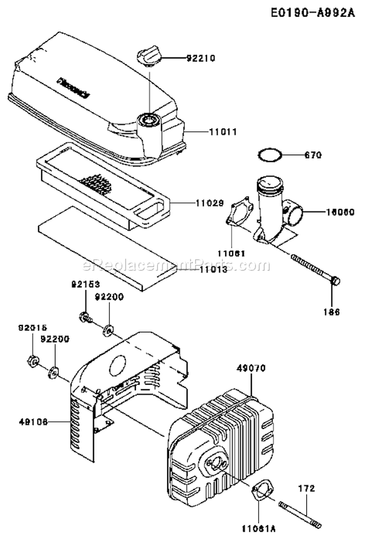 Page A Diagram and Parts List for FJ180V-AS64  Kawasaki Engine