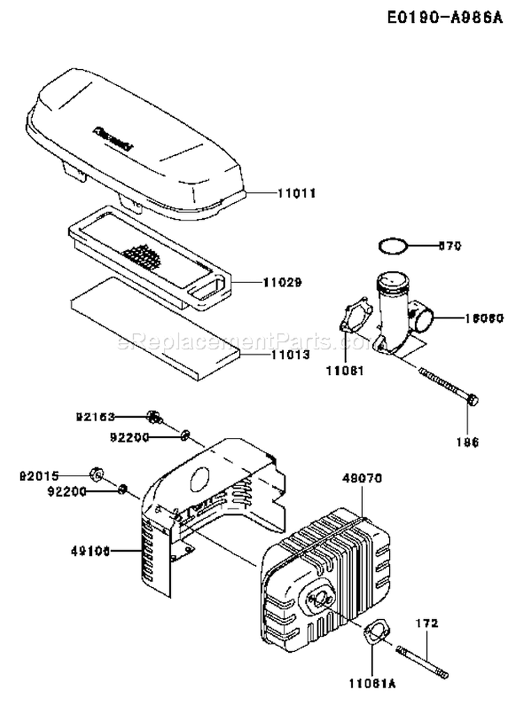 Page A Diagram and Parts List for FJ180V-AS66  Kawasaki Engine