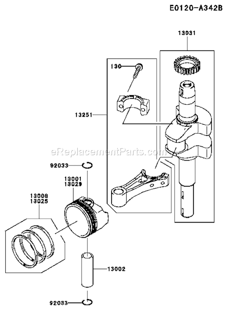 Page K Diagram and Parts List for FJ180V-AS66  Kawasaki Engine