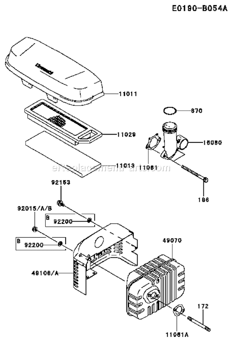 Page A Diagram and Parts List for FJ180V-AS67  Kawasaki Engine
