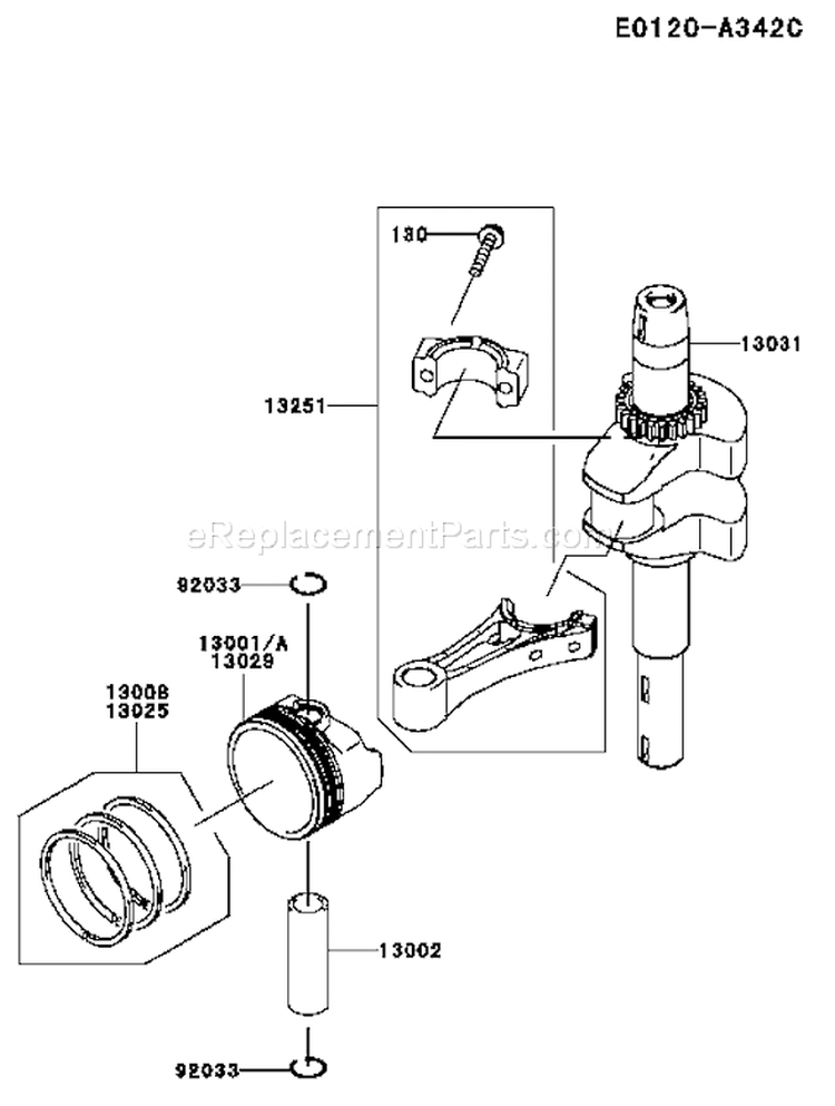 Page K Diagram and Parts List for FJ180V-AS67  Kawasaki Engine