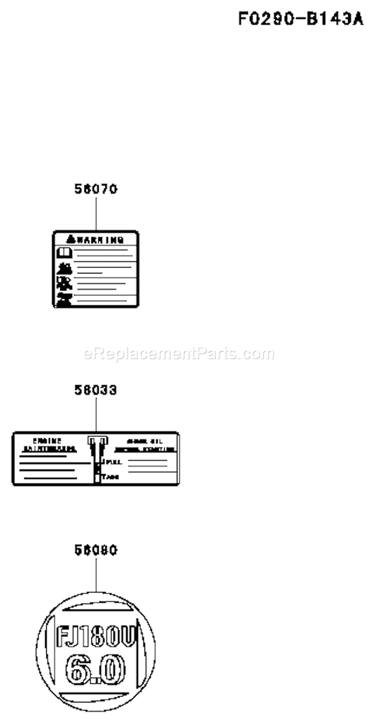 Page H Diagram and Parts List for FJ180V CS08 Kawasaki Engine