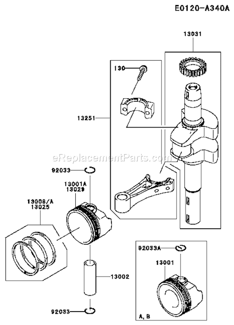 Page K Diagram and Parts List for FJ180V-AS54  Kawasaki Engine