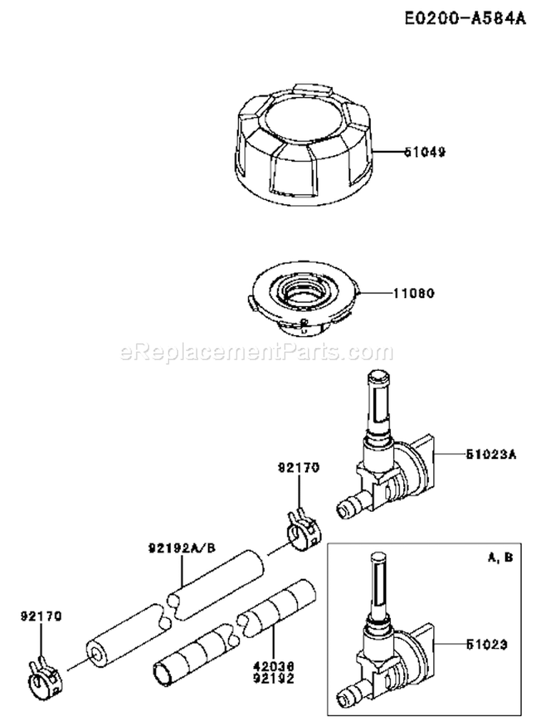 Page H Diagram and Parts List for FJ180V-AS54  Kawasaki Engine