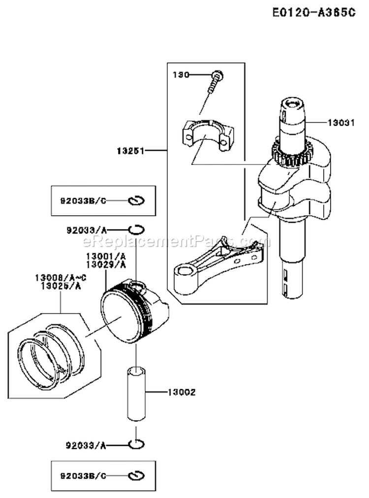 Page K Diagram and Parts List for FJ180V-AS61  Kawasaki Engine