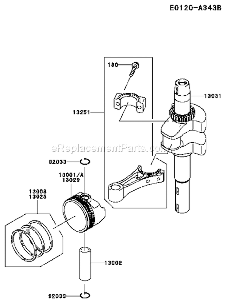 Page K Diagram and Parts List for FJ180V-DS54  Kawasaki Engine