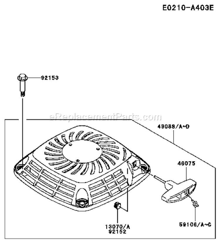 Page J Diagram and Parts List for FJ180V-BS57  Kawasaki Engine