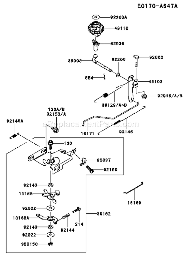 Page C Diagram and Parts List for FJ180V-BS57  Kawasaki Engine