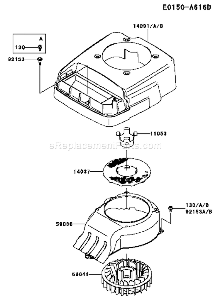 Page D Diagram and Parts List for FJ180V-BS57  Kawasaki Engine