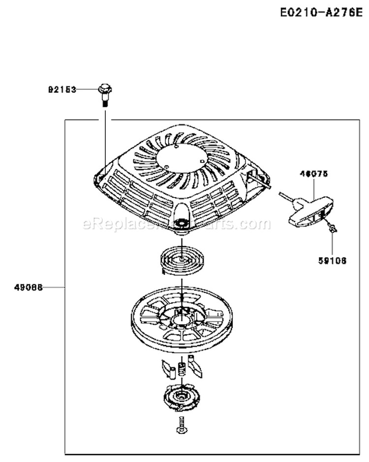 Page J Diagram and Parts List for FJ180V AS15 Kawasaki Engine