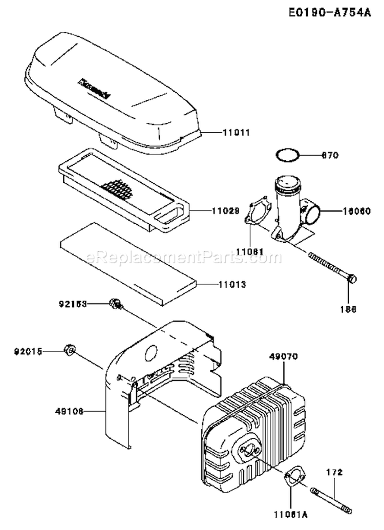 Page A Diagram and Parts List for FJ180V AS22 Kawasaki Engine