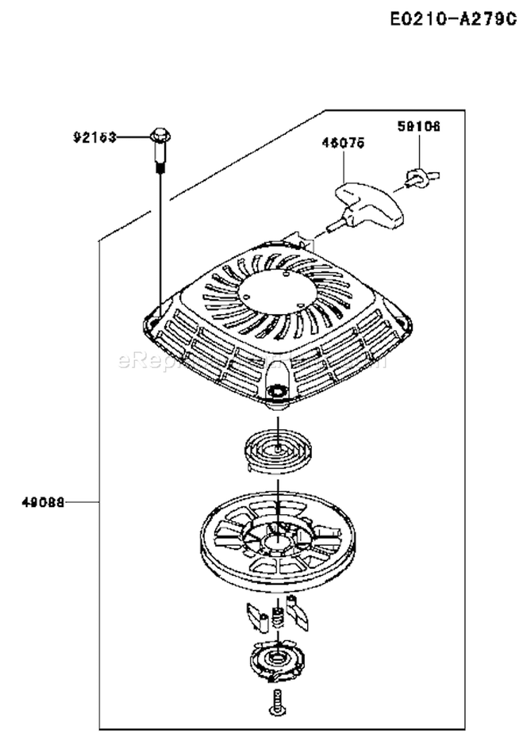 Page K Diagram and Parts List for FJ180V AS22 Kawasaki Engine