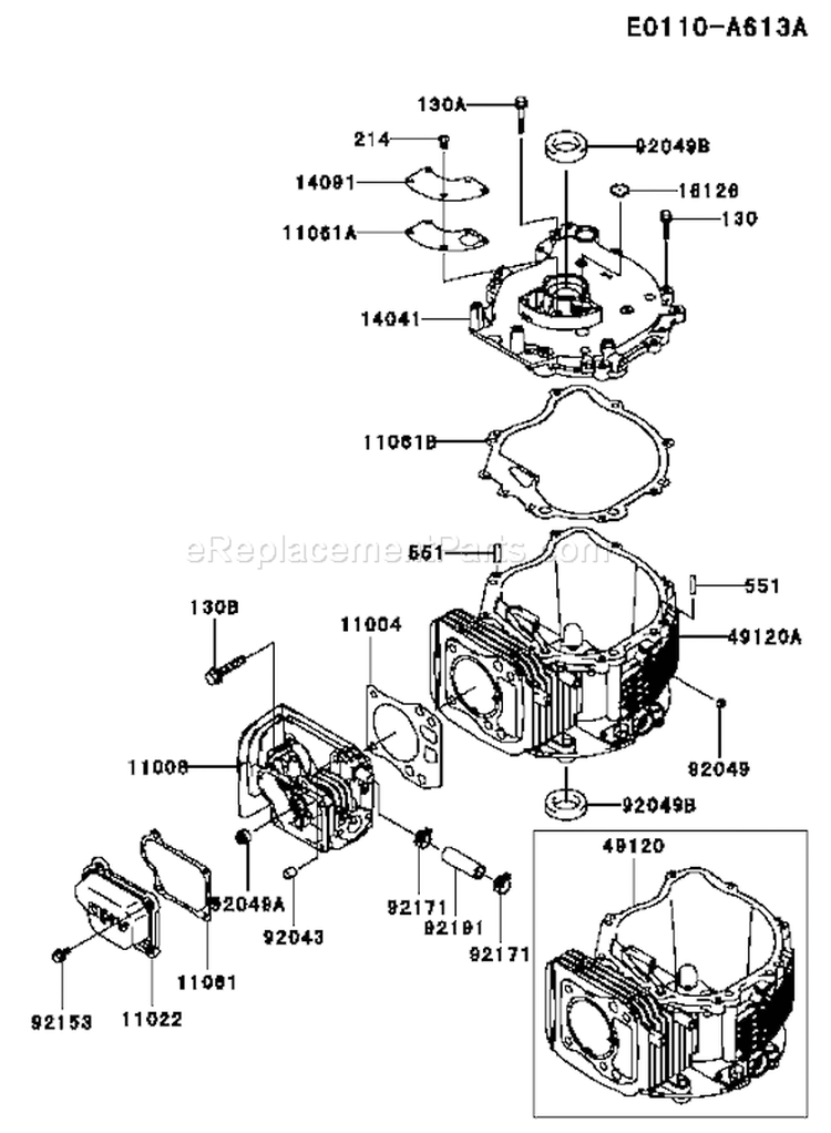 Page E Diagram and Parts List for FJ180V AS27 Kawasaki Engine