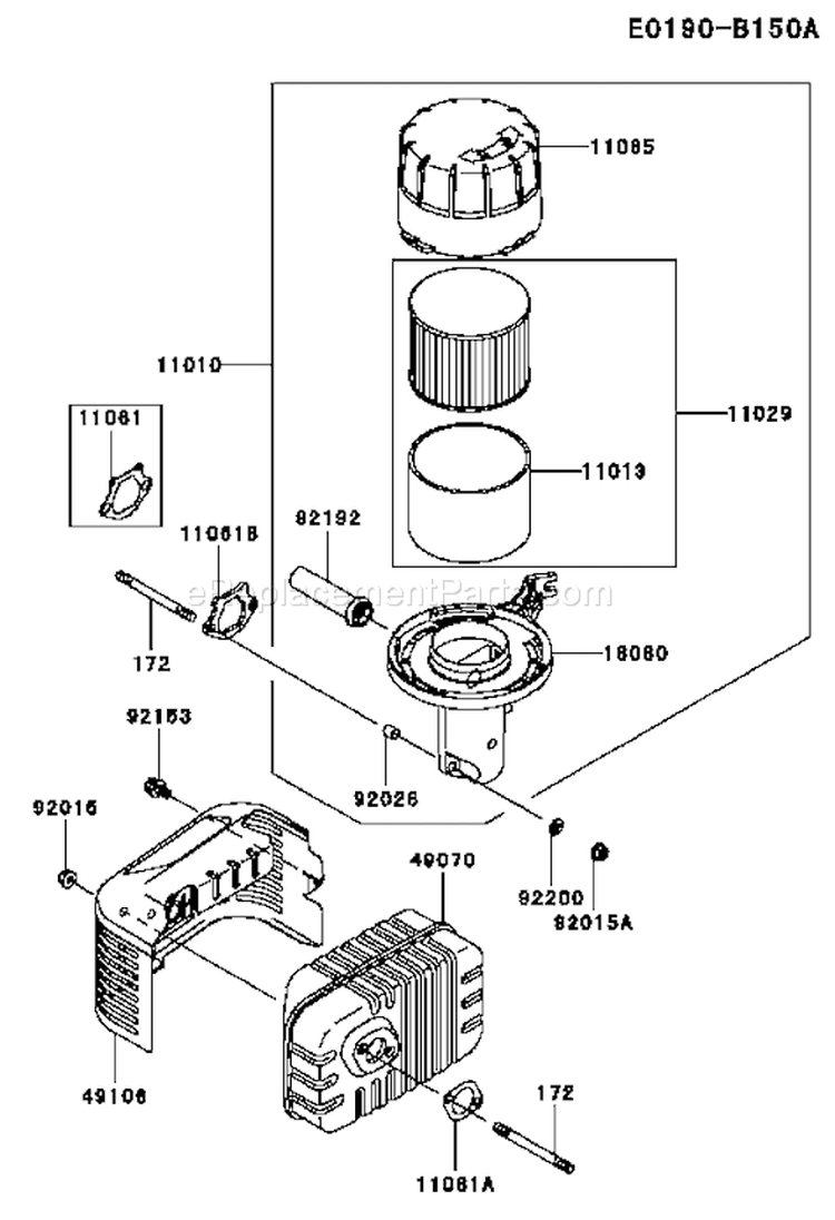 Page A Diagram and Parts List for FJ180V AS31 Kawasaki Engine