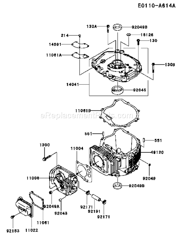 Page E Diagram and Parts List for FJ180V-AS72  Kawasaki Engine