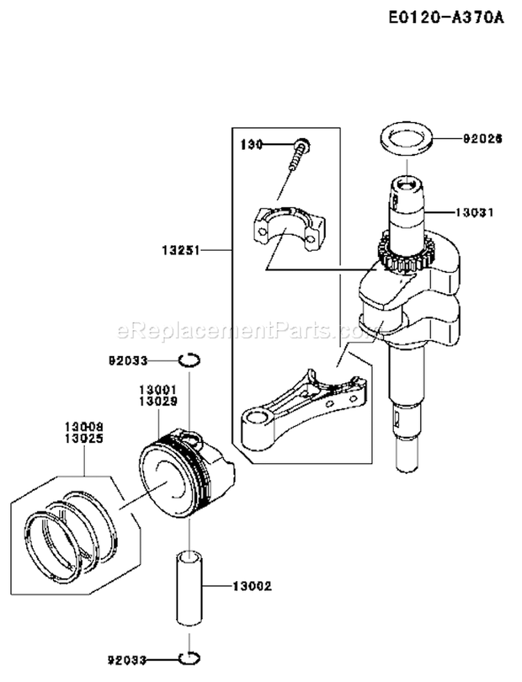 Page J Diagram and Parts List for FJ180V AS36 Kawasaki Engine