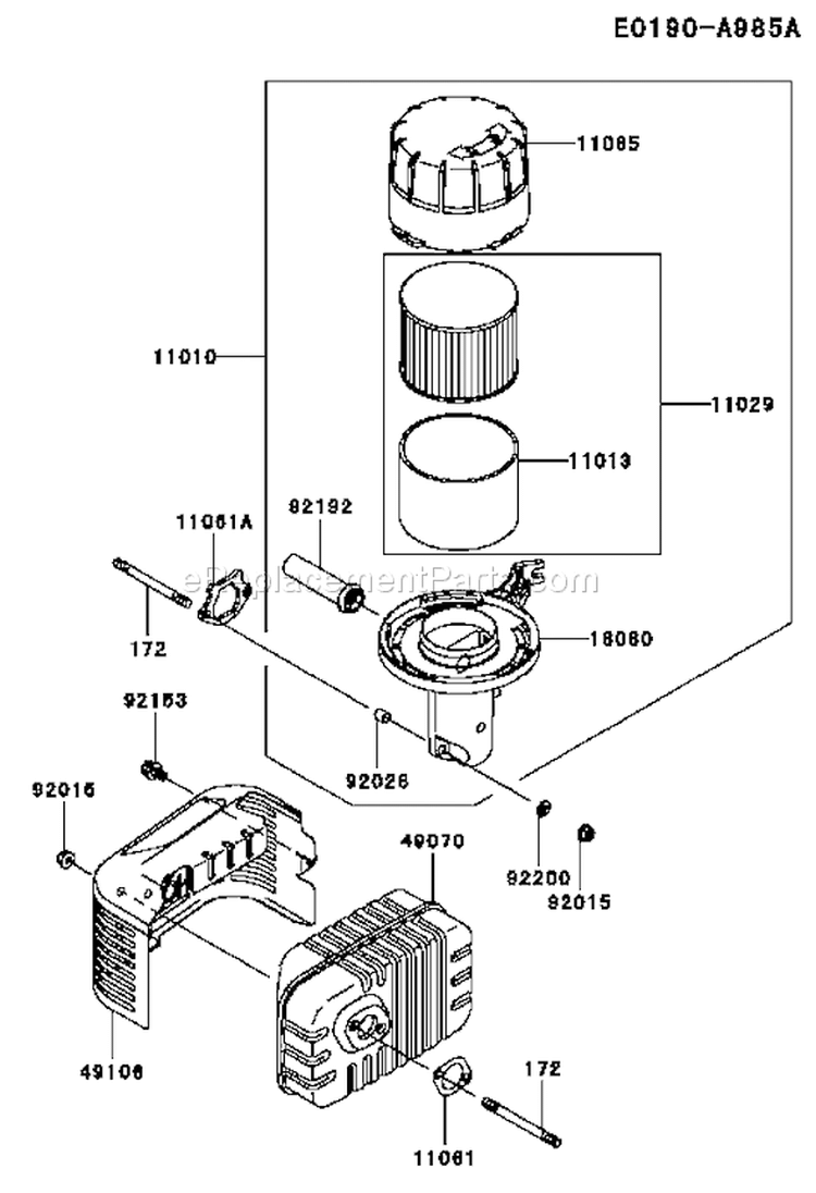 Page A Diagram and Parts List for FJ180V AS40 Kawasaki Engine