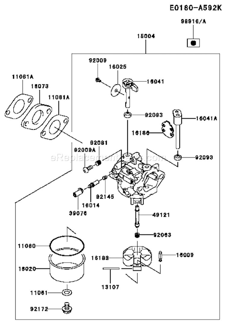 Page B Diagram and Parts List for FJ180V AS40 Kawasaki Engine