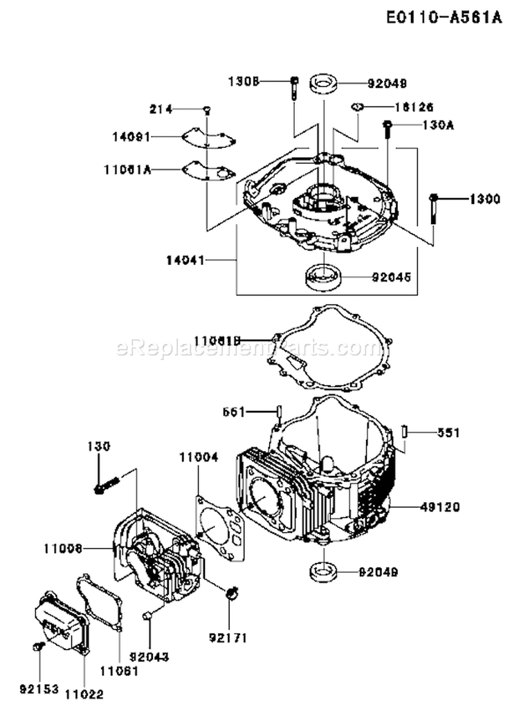 Page E Diagram and Parts List for FJ180V AS40 Kawasaki Engine