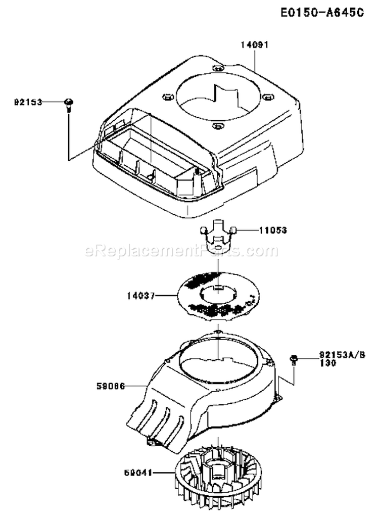 Page D Diagram and Parts List for FJ180V BS16 Kawasaki Engine