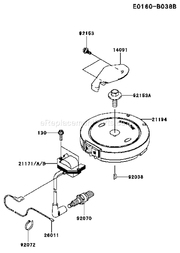 Page F Diagram and Parts List for FJ180V BS16 Kawasaki Engine