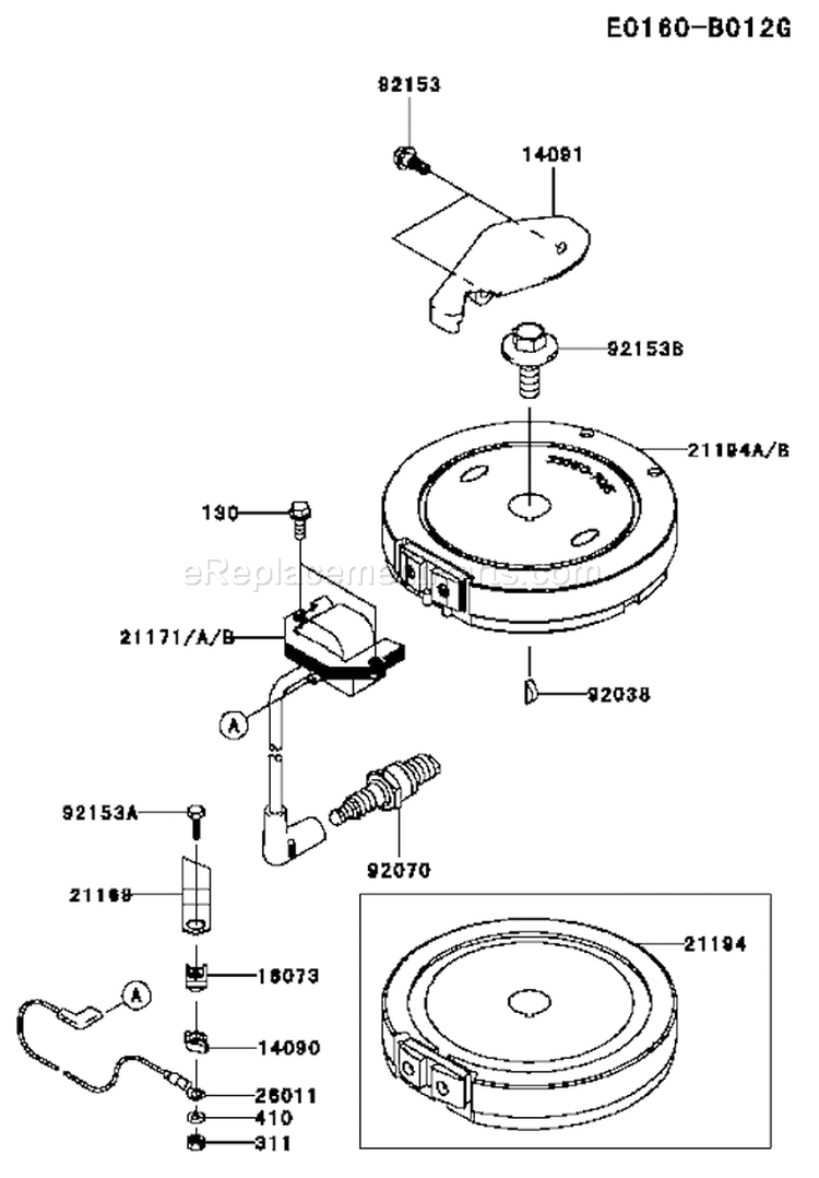 Page G Diagram and Parts List for FJ180V BS18 Kawasaki Engine