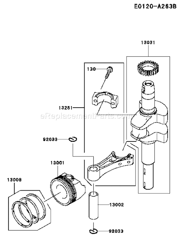 Page K Diagram and Parts List for FJ180V BS18 Kawasaki Engine
