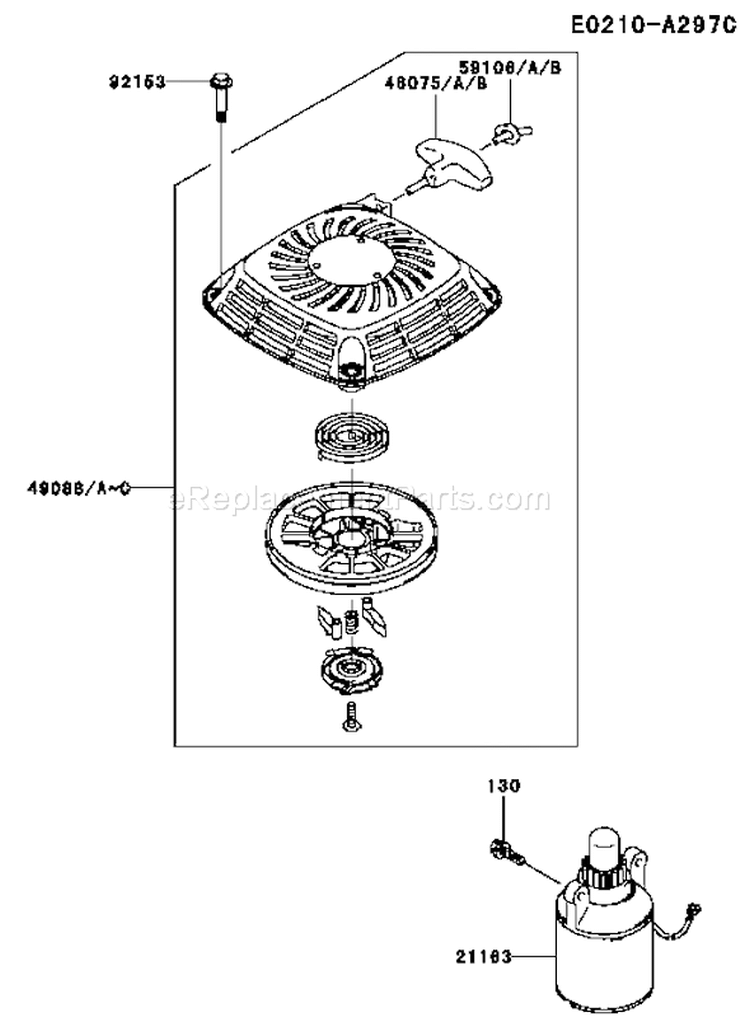 Page L Diagram and Parts List for FJ180V AS20 Kawasaki Engine