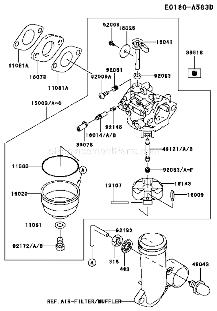 Page C Diagram and Parts List for FJ180V BS18 Kawasaki Engine