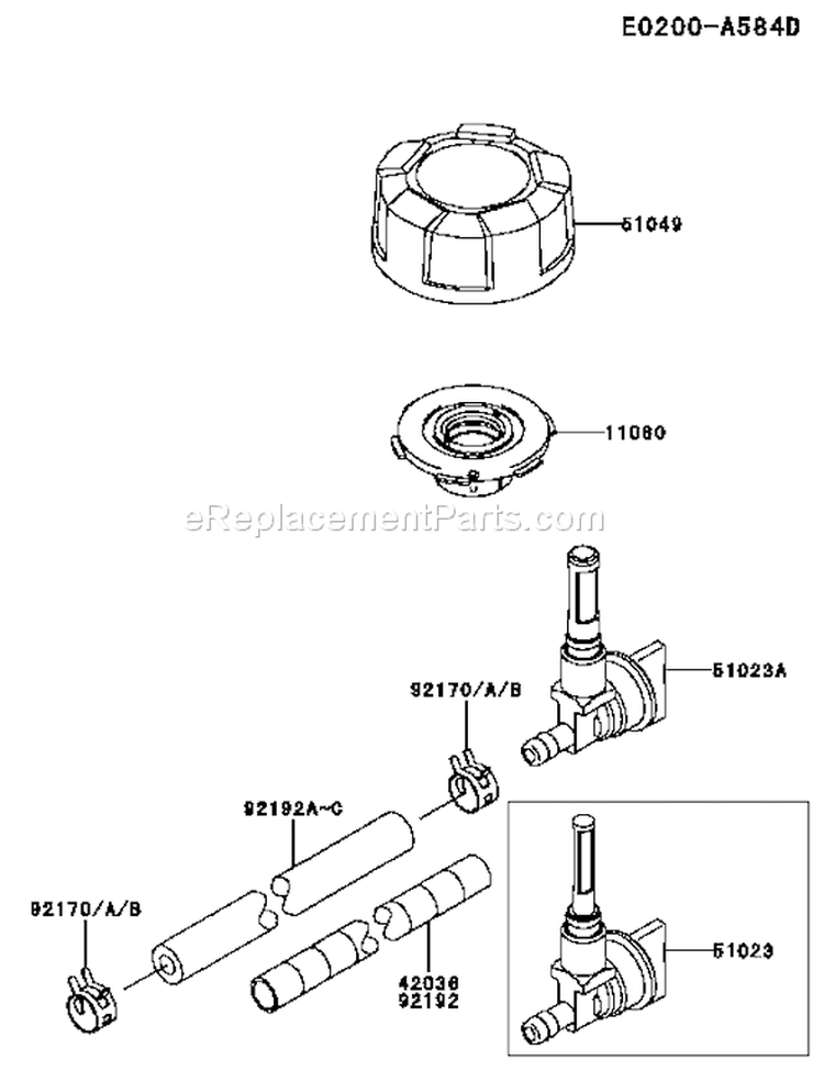 Page H Diagram and Parts List for FJ180V BS23 Kawasaki Engine
