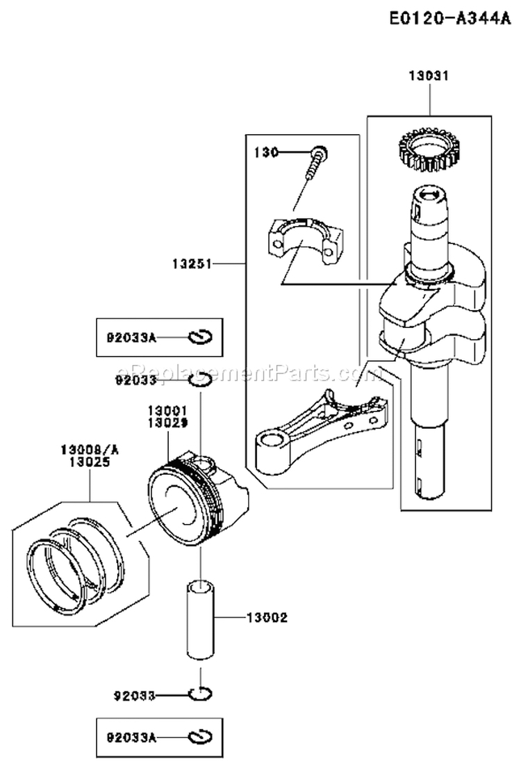 Page K Diagram and Parts List for FJ180V BS24 Kawasaki Engine
