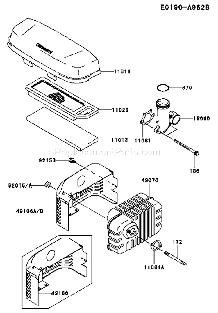 Page A Diagram and Parts List for FJ180V BS26 Kawasaki Engine