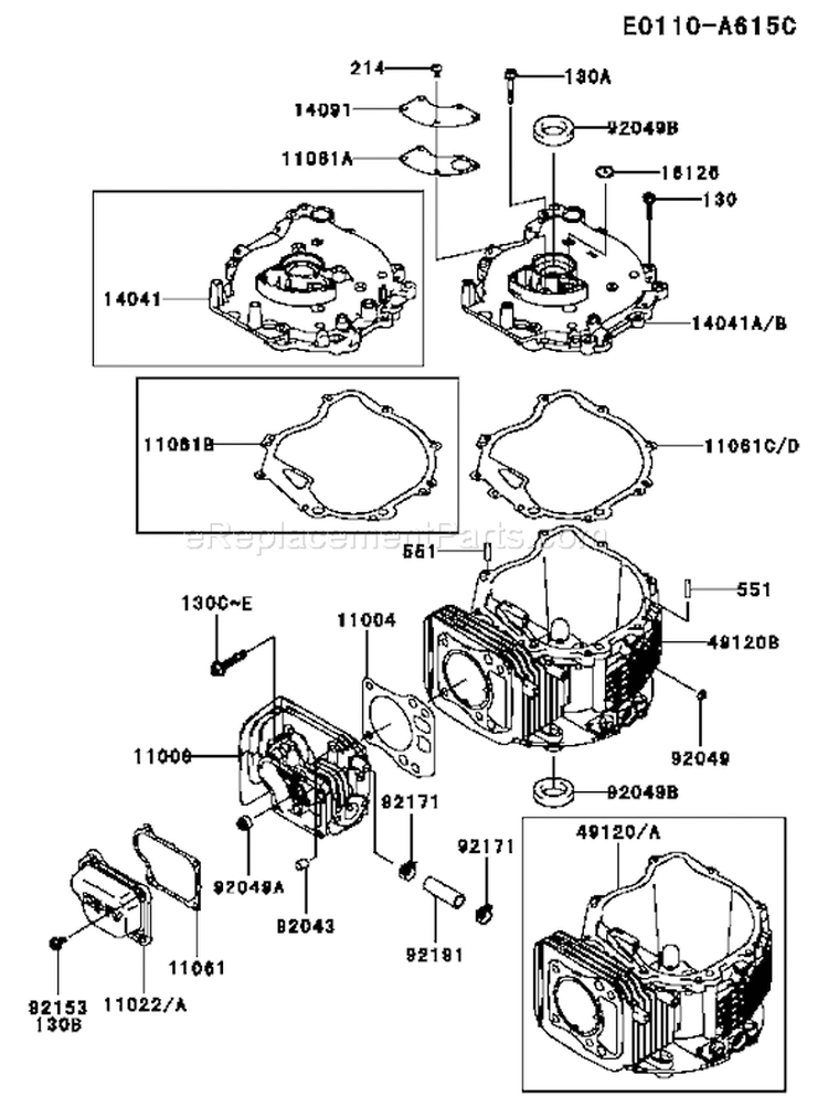 Page E Diagram and Parts List for FJ180V BS26 Kawasaki Engine