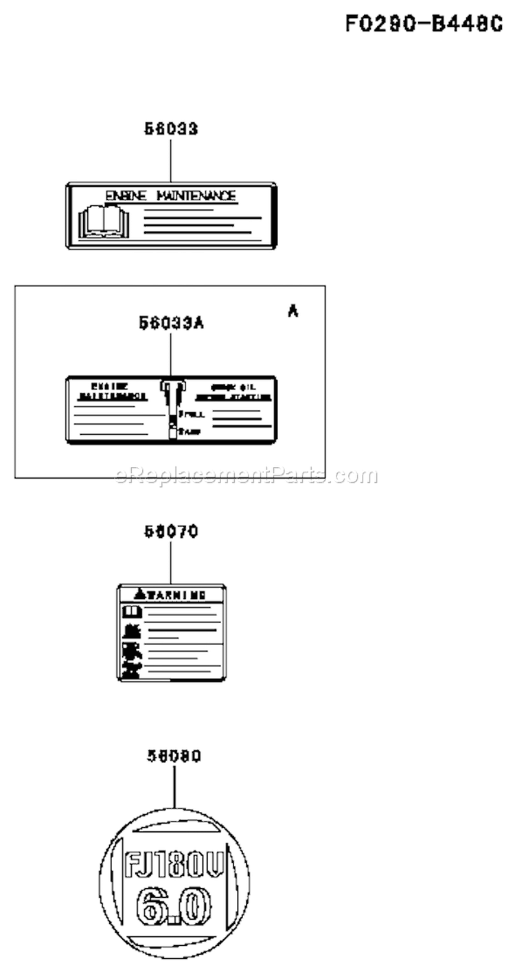 Page H Diagram and Parts List for FJ180V BS26 Kawasaki Engine