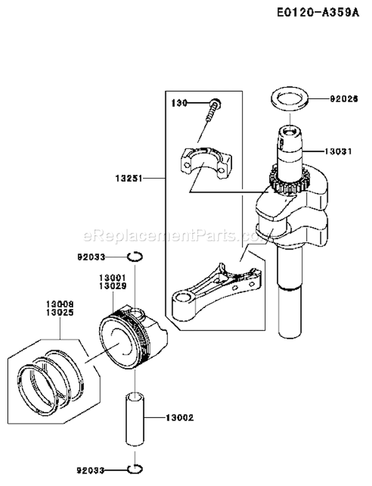 Page K Diagram and Parts List for FJ180V BS39 Kawasaki Engine