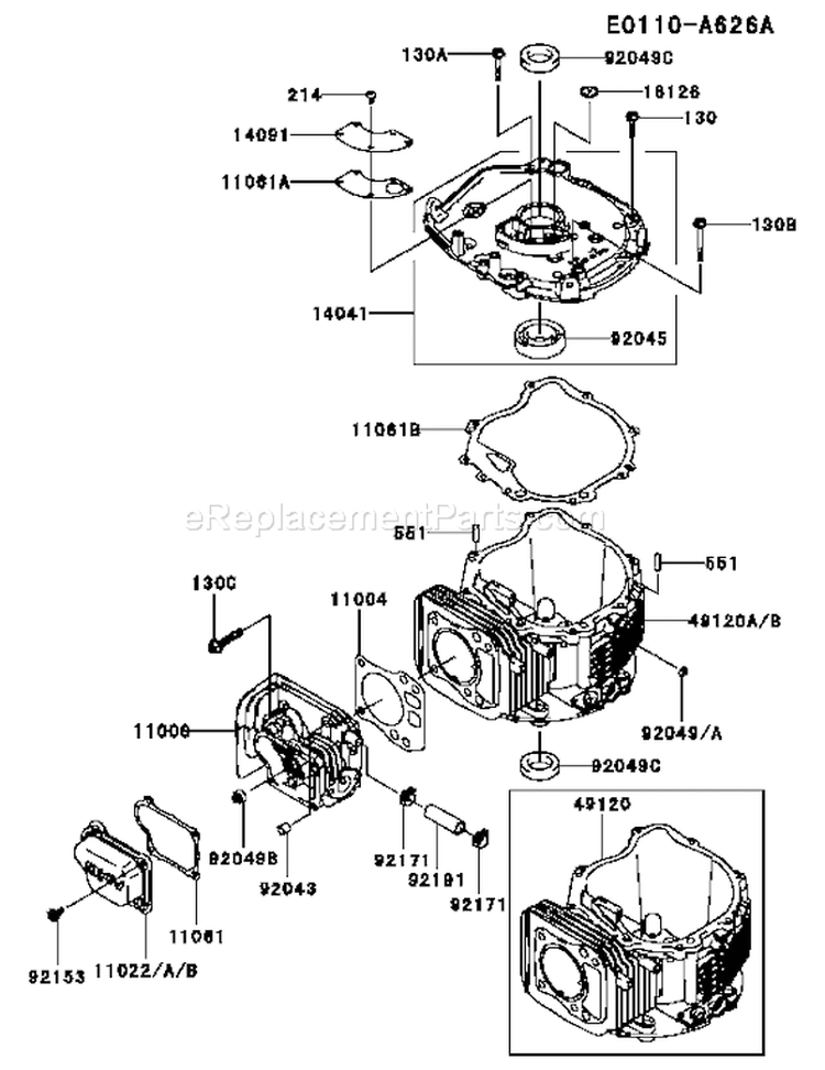 Page F Diagram and Parts List for FJ180V BS39 Kawasaki Engine
