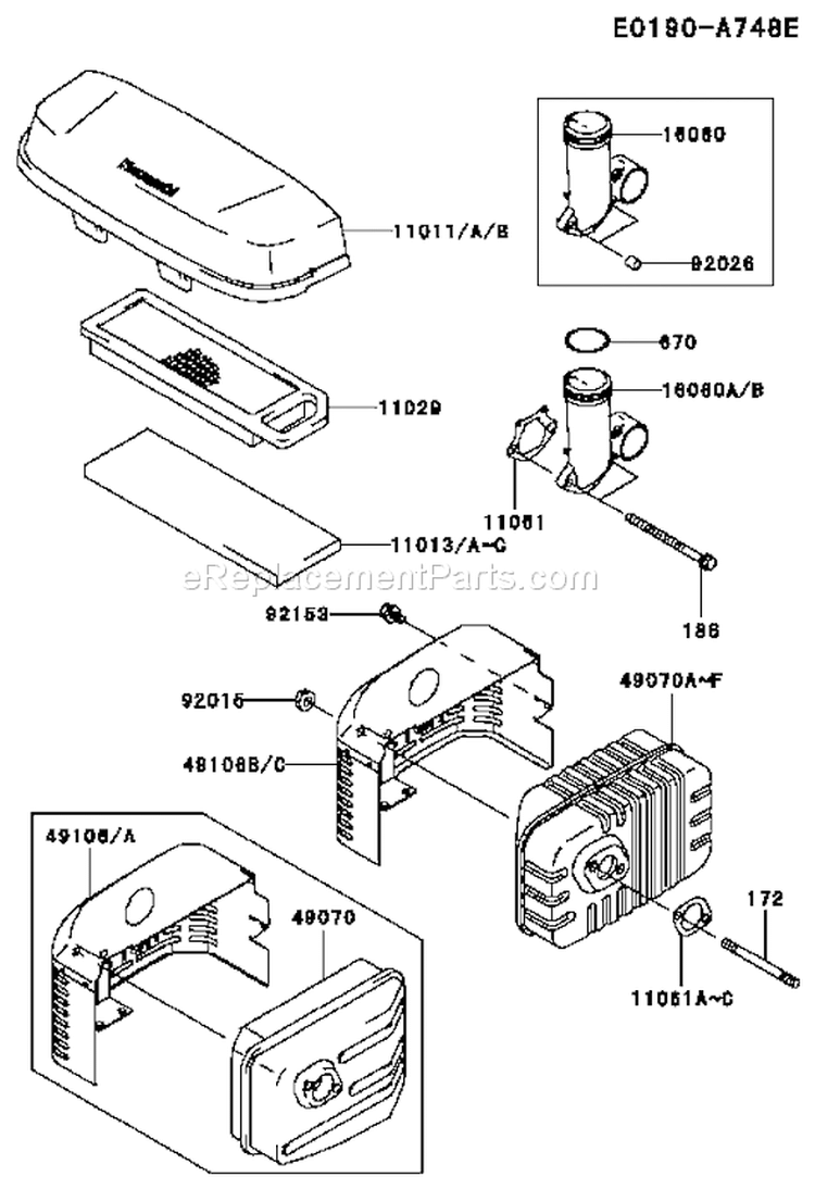 Page A Diagram and Parts List for FJ180V CS04 Kawasaki Engine