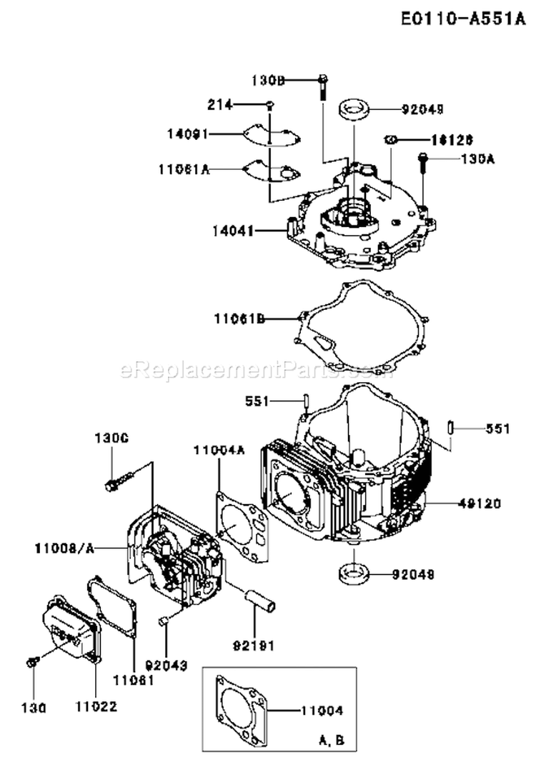Page F Diagram and Parts List for FJ180V-AS50  Kawasaki Engine