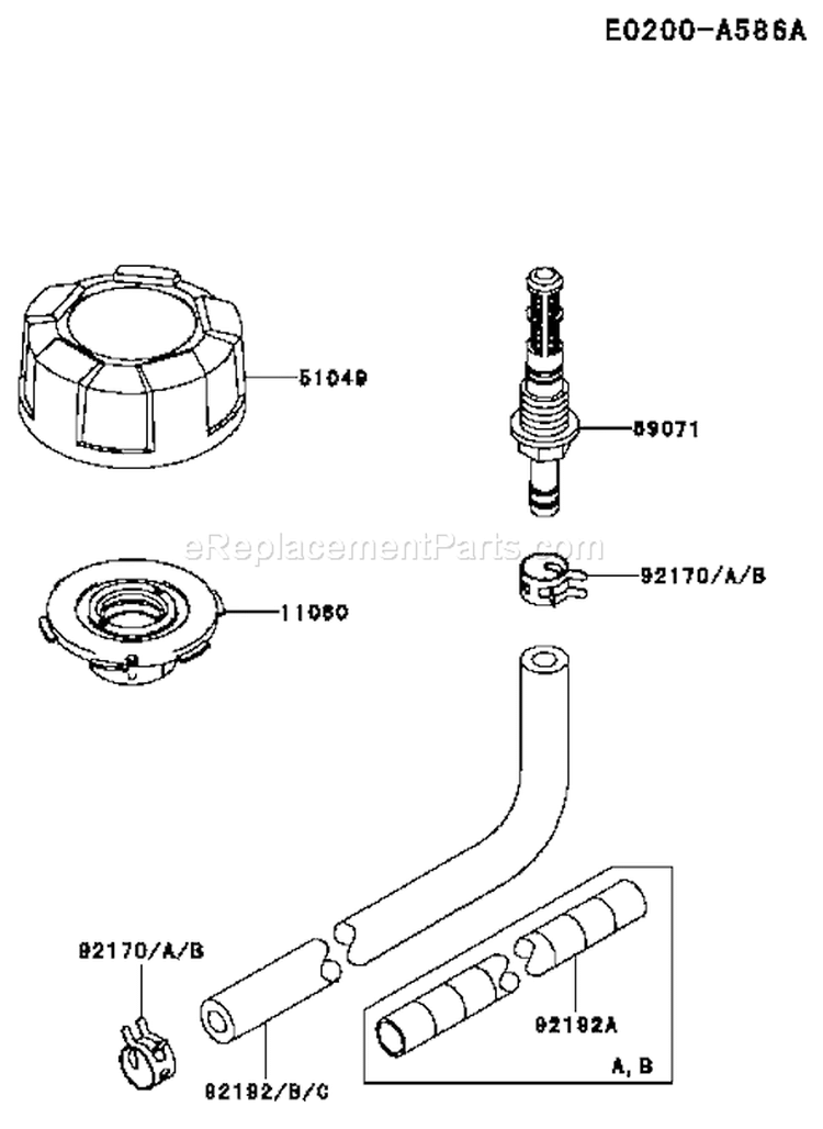 Page H Diagram and Parts List for FJ180V-AS50  Kawasaki Engine