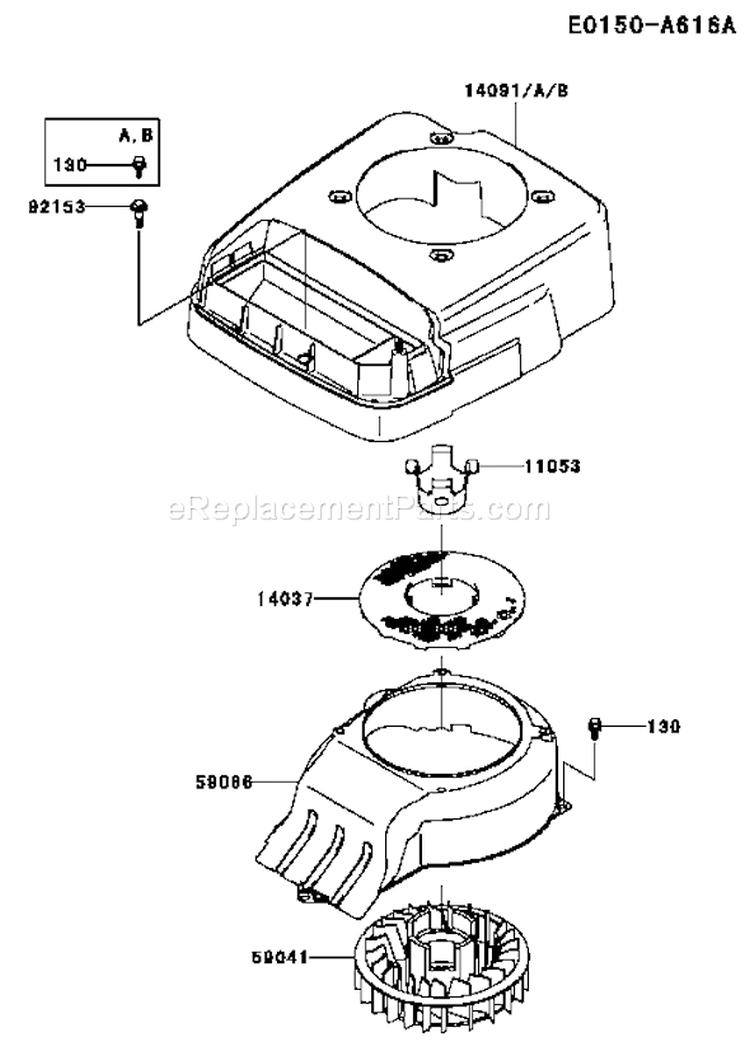 Page E Diagram and Parts List for FJ180V AS10 Kawasaki Engine