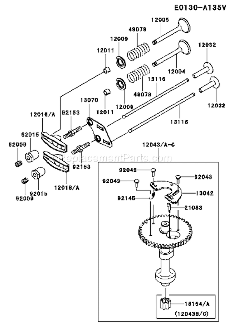 Page M Diagram and Parts List for FJ180V CS17 Kawasaki Engine