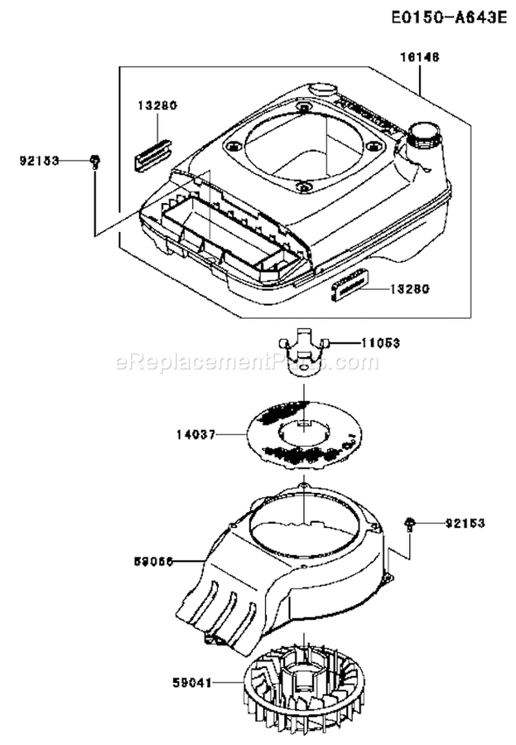 Page E Diagram and Parts List for FJ180V-AS66  Kawasaki Engine