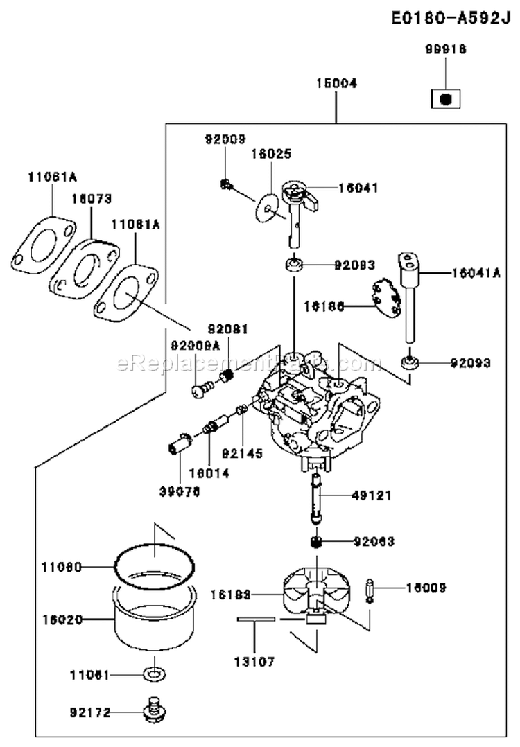 Page B Diagram and Parts List for FJ180V-AS72  Kawasaki Engine