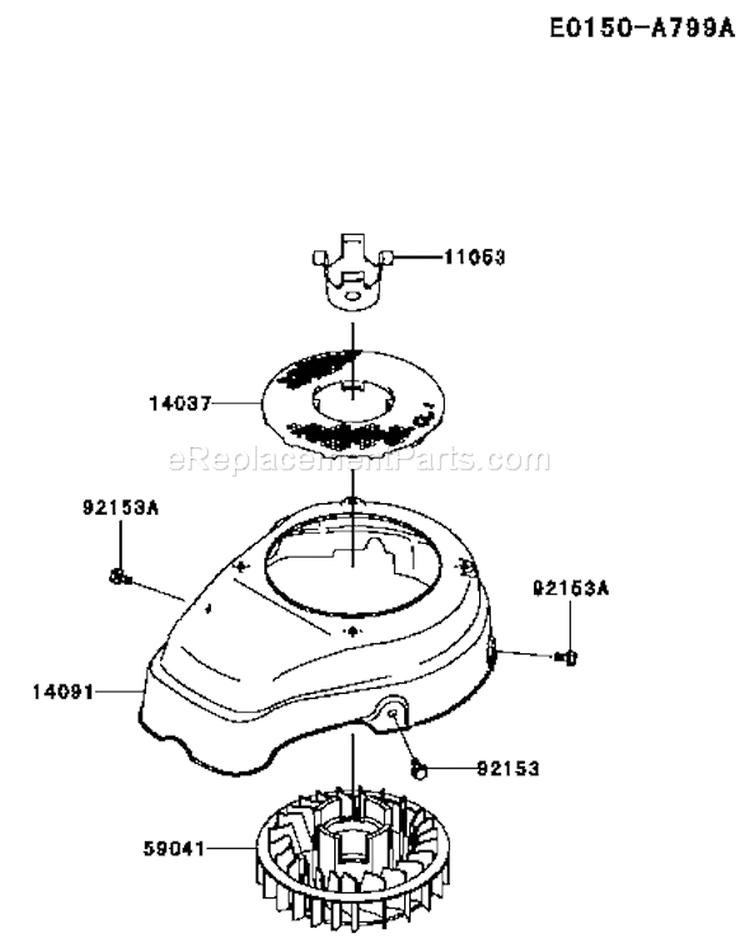 Page D Diagram and Parts List for FJ180V-AS72  Kawasaki Engine