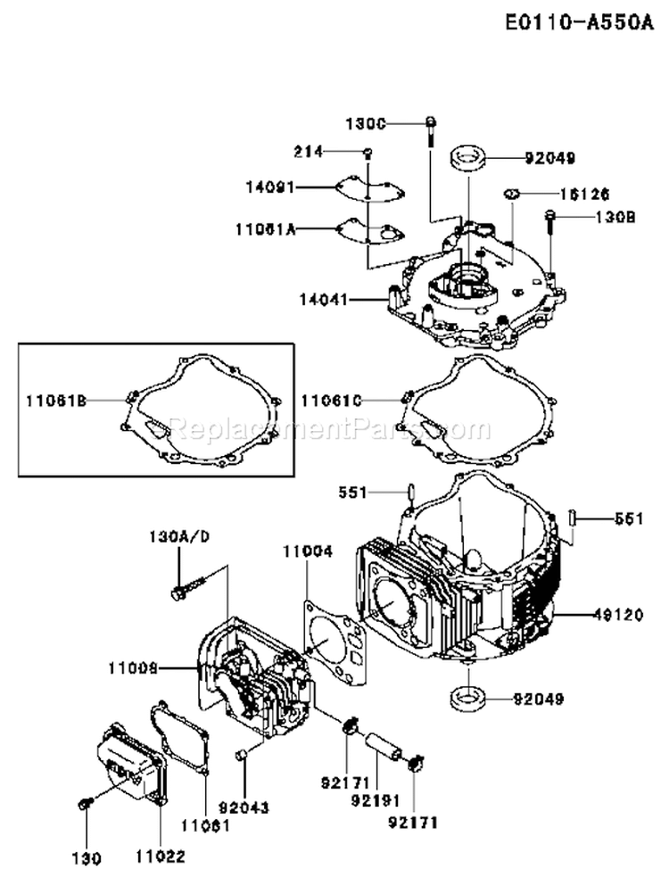 Page F Diagram and Parts List for FJ180V CS17 Kawasaki Engine