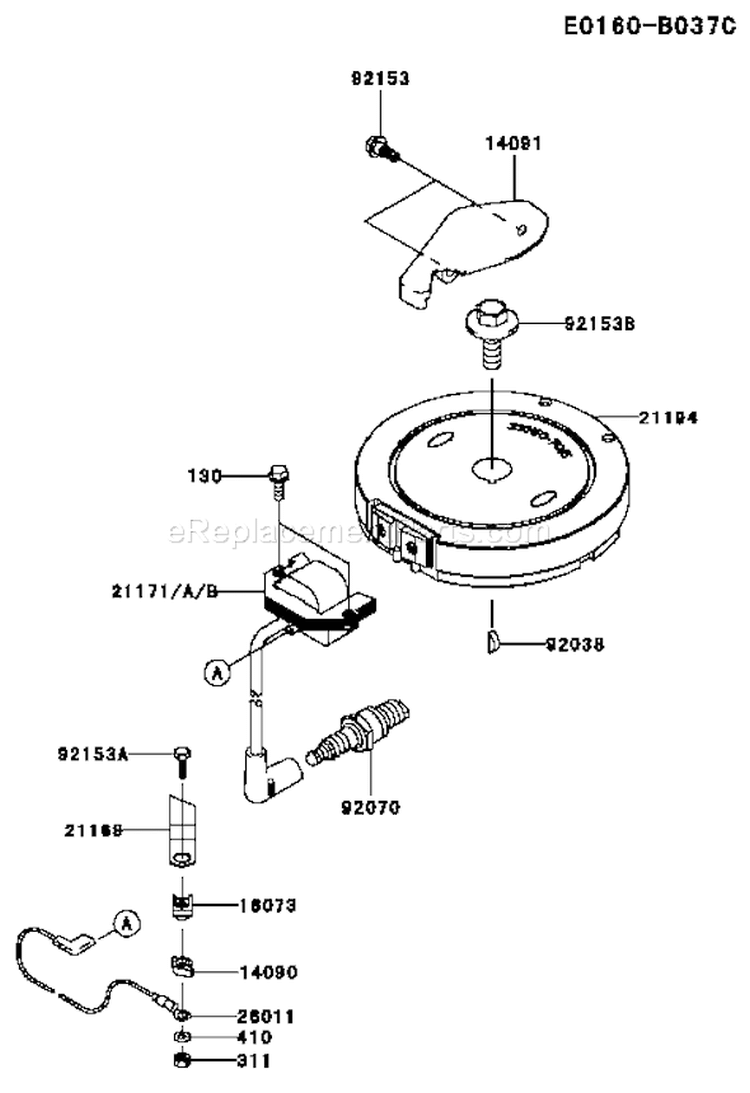 Page G Diagram and Parts List for FJ180V CS00 Kawasaki Engine