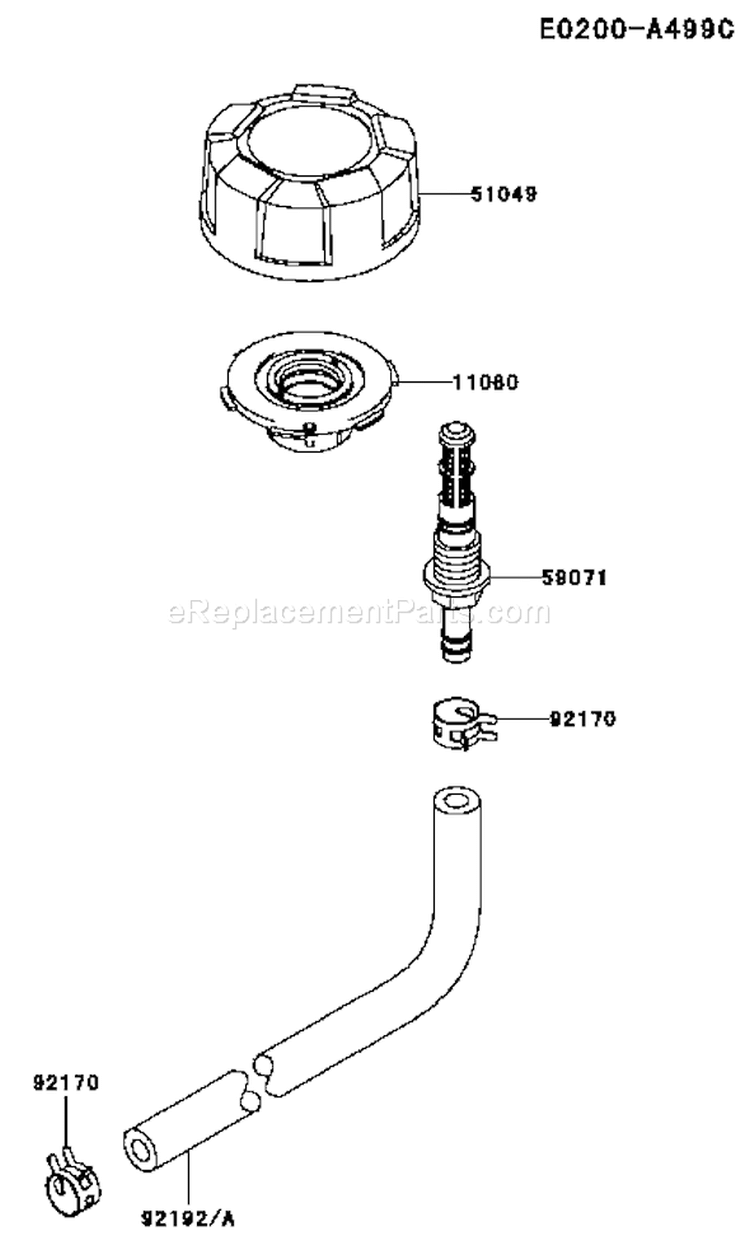 Page H Diagram and Parts List for FJ180V CS00 Kawasaki Engine